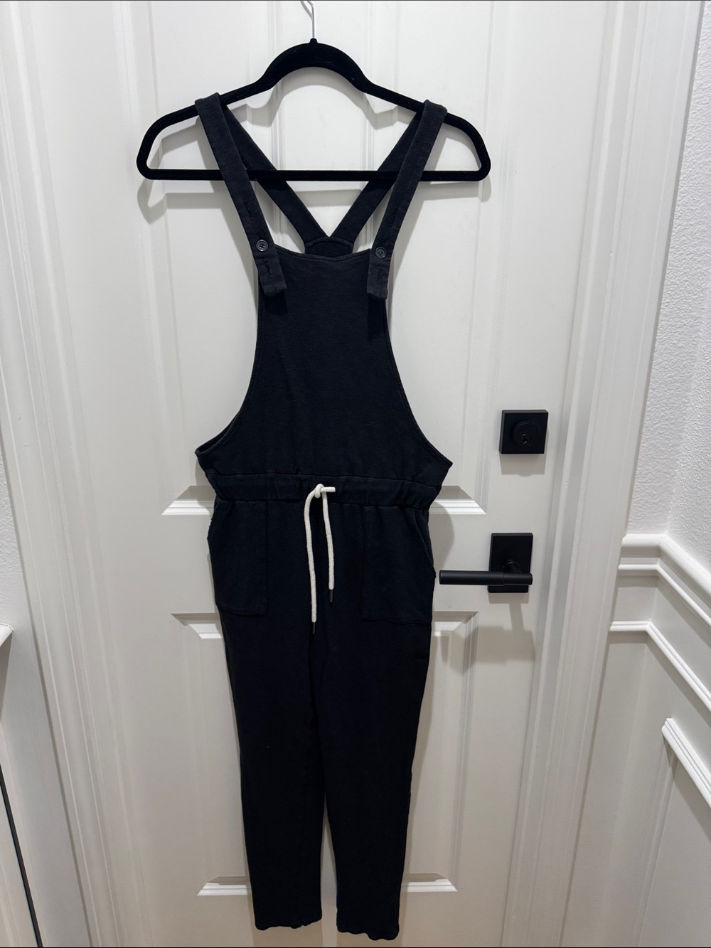 Olivaceous Black Drawstring Jumpsuit Overalls